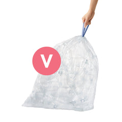 code V, clear custom fit recycling can liners, 6 packs of 20